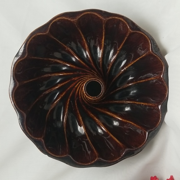 Antique Redware Large Fluted Tube Baking Pan - Picture 11 of 15